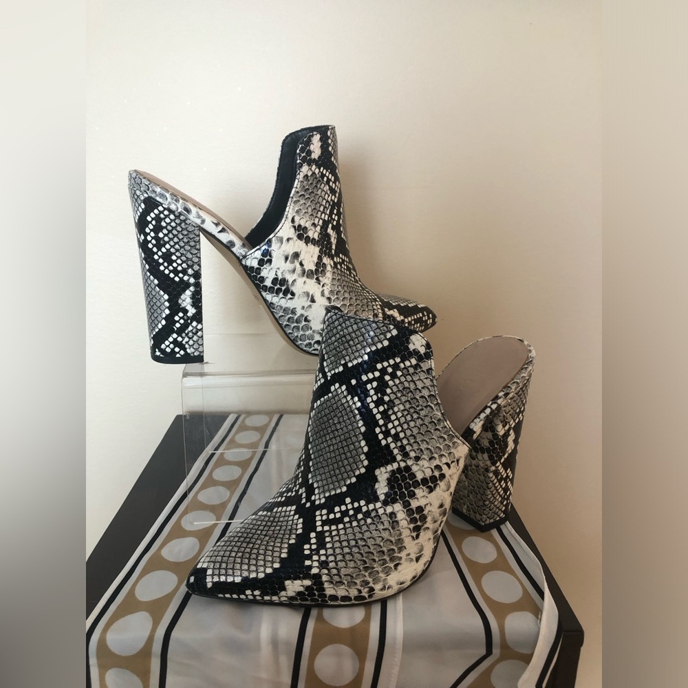 Aldo Snake-Embossed high heel slip-on mule